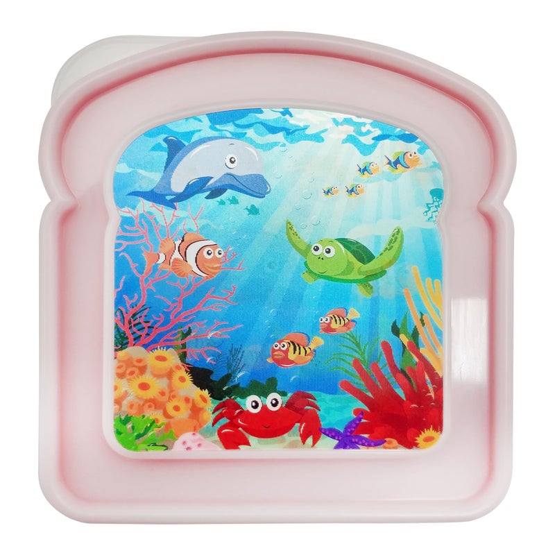 Jacent Reusable Kids Lunch Sandwich Box Container, 3D Sea Life: 1 Pack *Colors Vary, Pack Sandwiches For Childs Lunch, Sandwich Saver For On The Go - Image 4